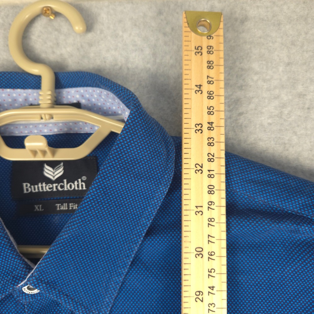 Buttercloth Mens XL Tall Blue Long Sleeve Button Down Mint Fiber Stretch Shirt - Picture 6 of 6